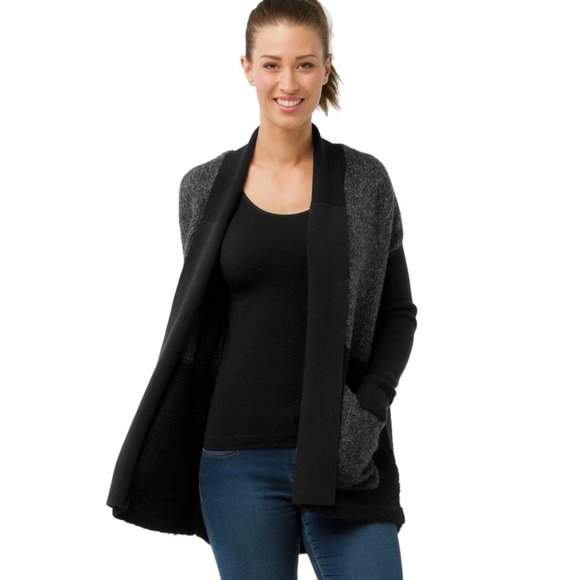 Smartwool Women's Moon Ridge Cardigan Sweater Wrap Gray Black Size Medium - Picture 1 of 13